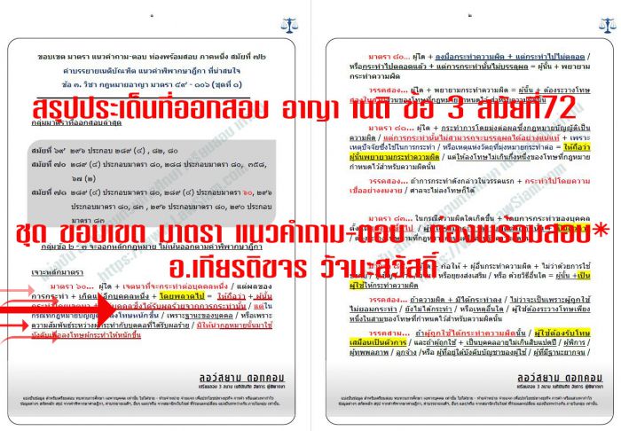 สรุป เก็งที่ออกสอบเนติ สมัยที่72 ข้อ3
