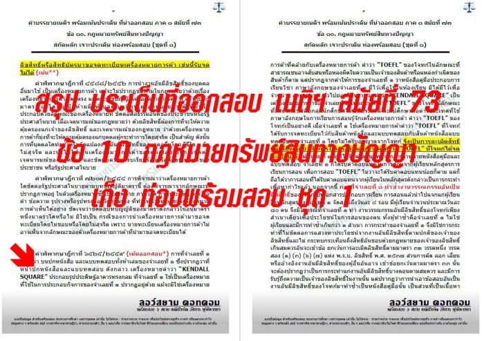 สรุปประเด็น เก็ง ที่ออกสอบ ข้อ10 ทรัพย์สินทางปัญญา สมัยที่73